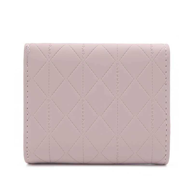 Autumn and winter new womens short wallet Japan and South Korea small fresh PU simple folding hardware leaf pendant three foldXJ250624