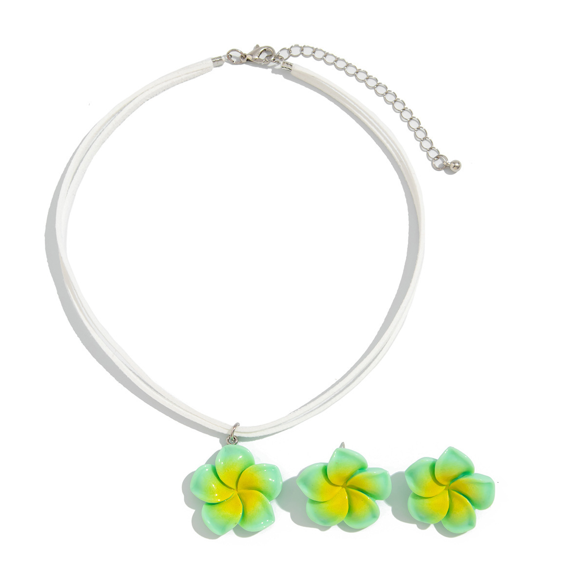 Minimalist INS Style Petal Pendant Sweet Dopamine Colorful Flower Versatile Necklace Set