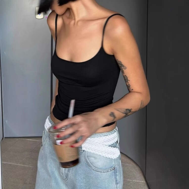 Sexy Hot Girl Soft Skin-Friendly Tight Elastic Camisole Sports Slim Fit Short Top B5