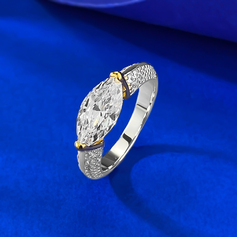 Choucong Sparkling Gorgeous Wedding Rings Deluxe Jewelry Genuine 100% S925 Sterling Silver Marquise Cut White Moissanite Diamond Pary Elegant Women Br