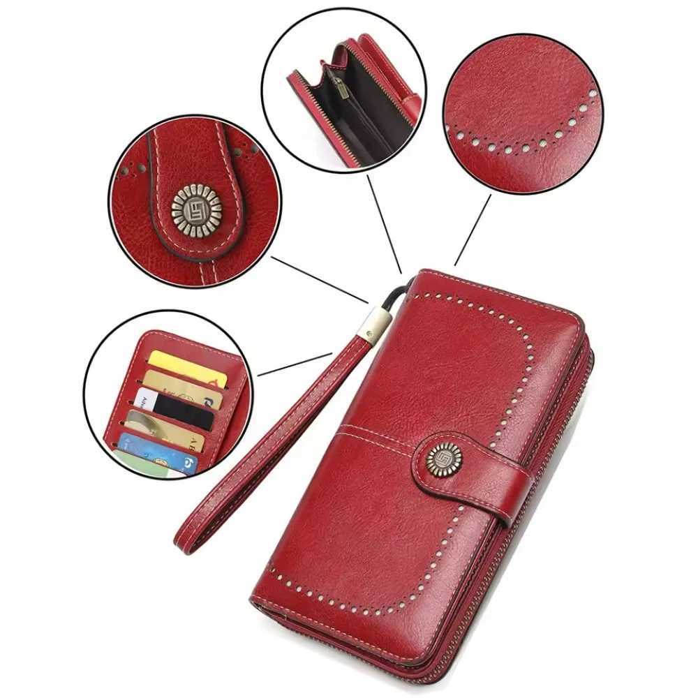 High Quality Women Wallet Anti-theft Leather Wallets For Women Lg Zipper Large Ladies Clutch Bag Female Purse Card HolderXJ250624