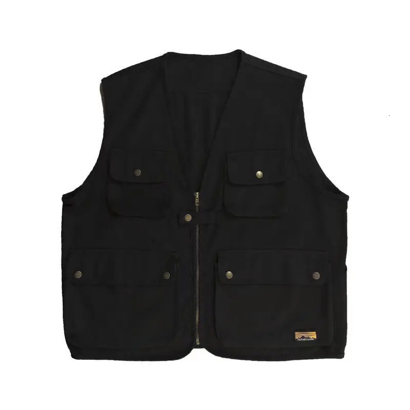 Men Cargo Vests Multi Pockets Spring Summer Fashion Streetwear Vintage Waistcoat Solid Color Male Casual Sleeveless Jackets 250617