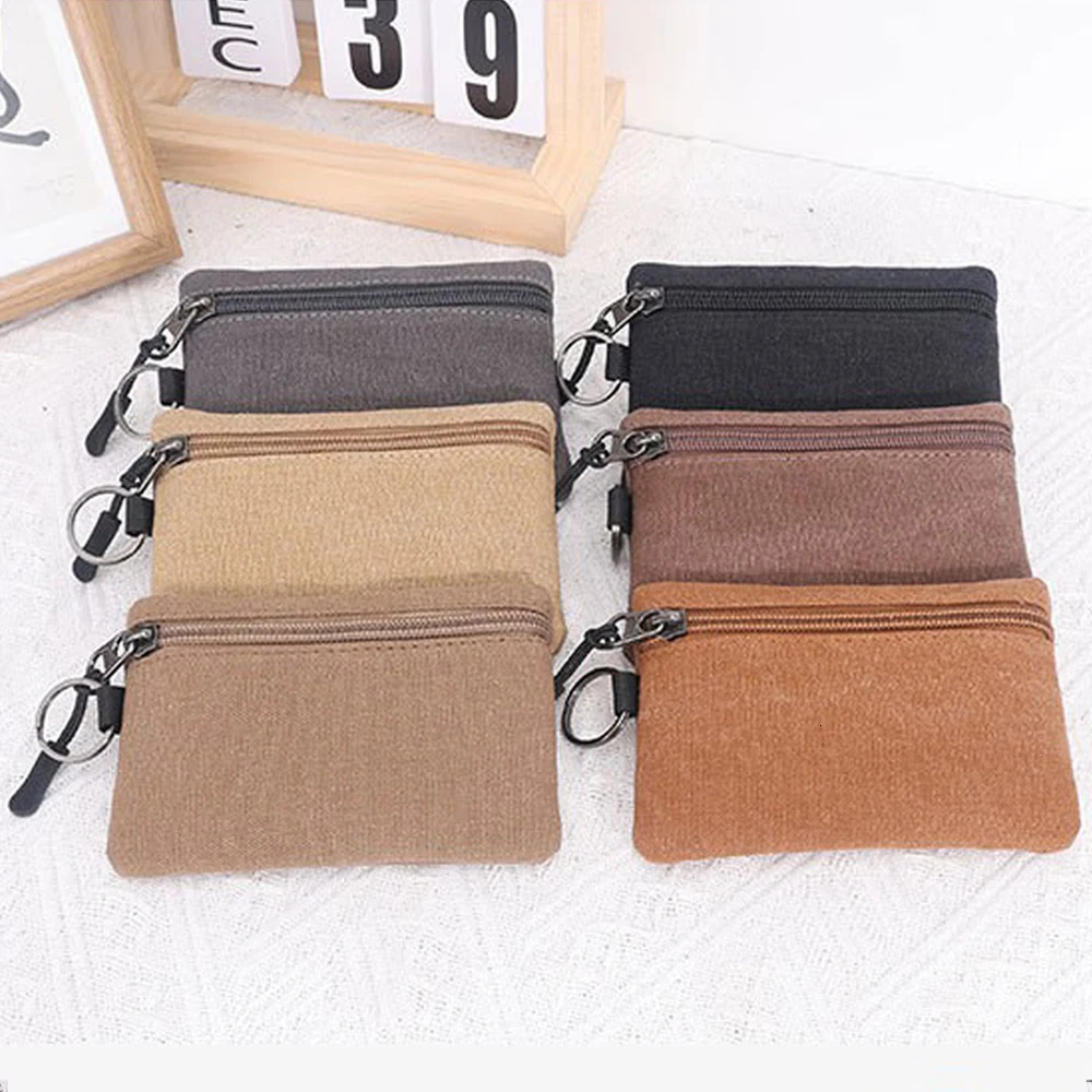 Wash Canvas Mini Coin Wallet Bag Black Zipper Key Bag Money Pocket Purse Women Men Small Card Holder Change Coin Purses 6 Color R250624