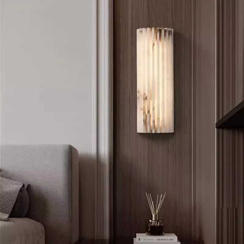 Creative Real Marble LED Wall Light Art Deco Room Decoration Sconce Foyer Restaurant Hotel Bathroom Stone Lamp W250624