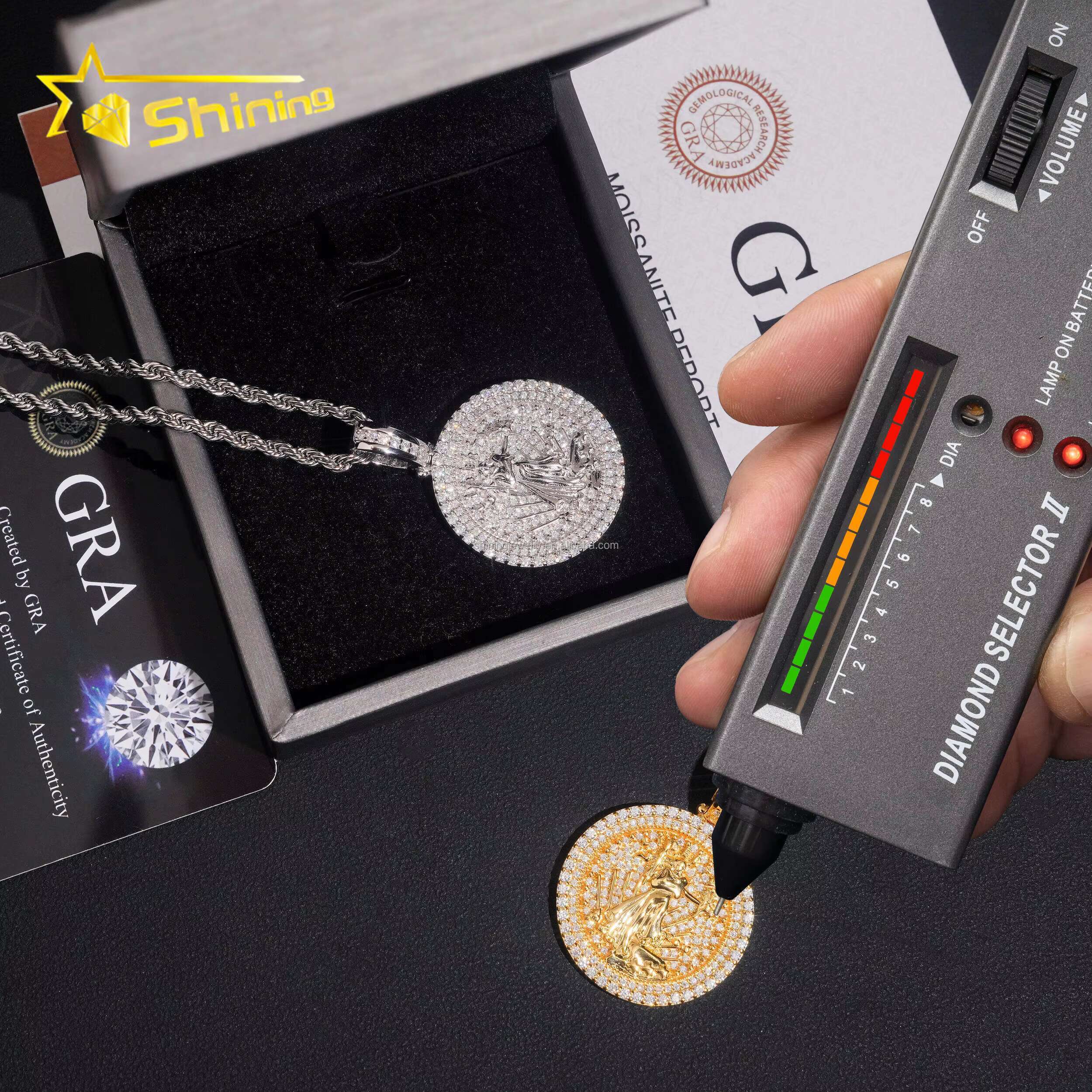 Pass Diamond Tester Wholesale Jewelry Hip Hop Iced Out Religious VVS1 Moissanite Diamond S925 Silver Round Jesus Pendant