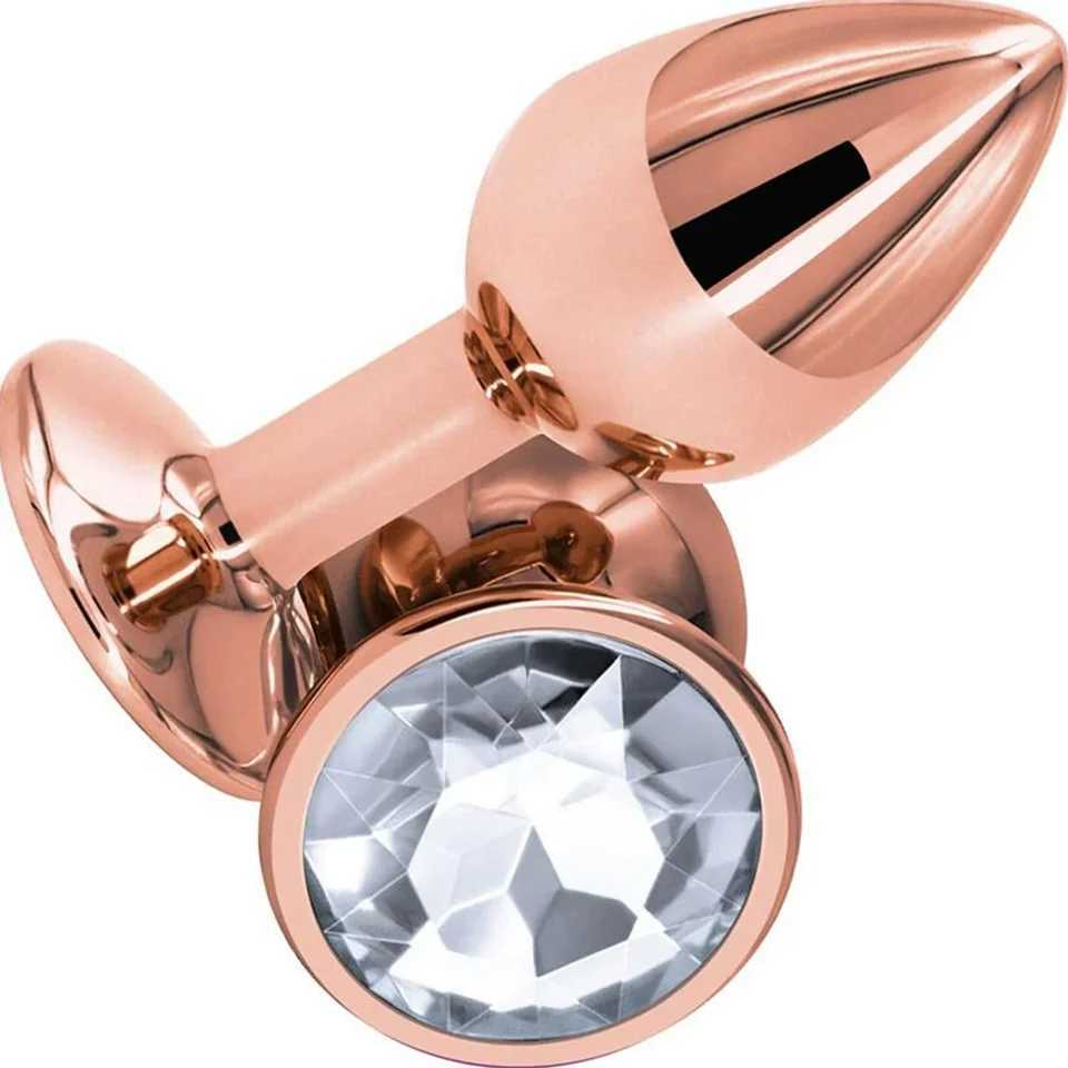 Mini Rainbow Rose Gold Butt Plug Crystal Jewelry Metal Anal Beads Butt Plug Trainer Anal Dildo for Women Men Masturbation Sex Toy W250624