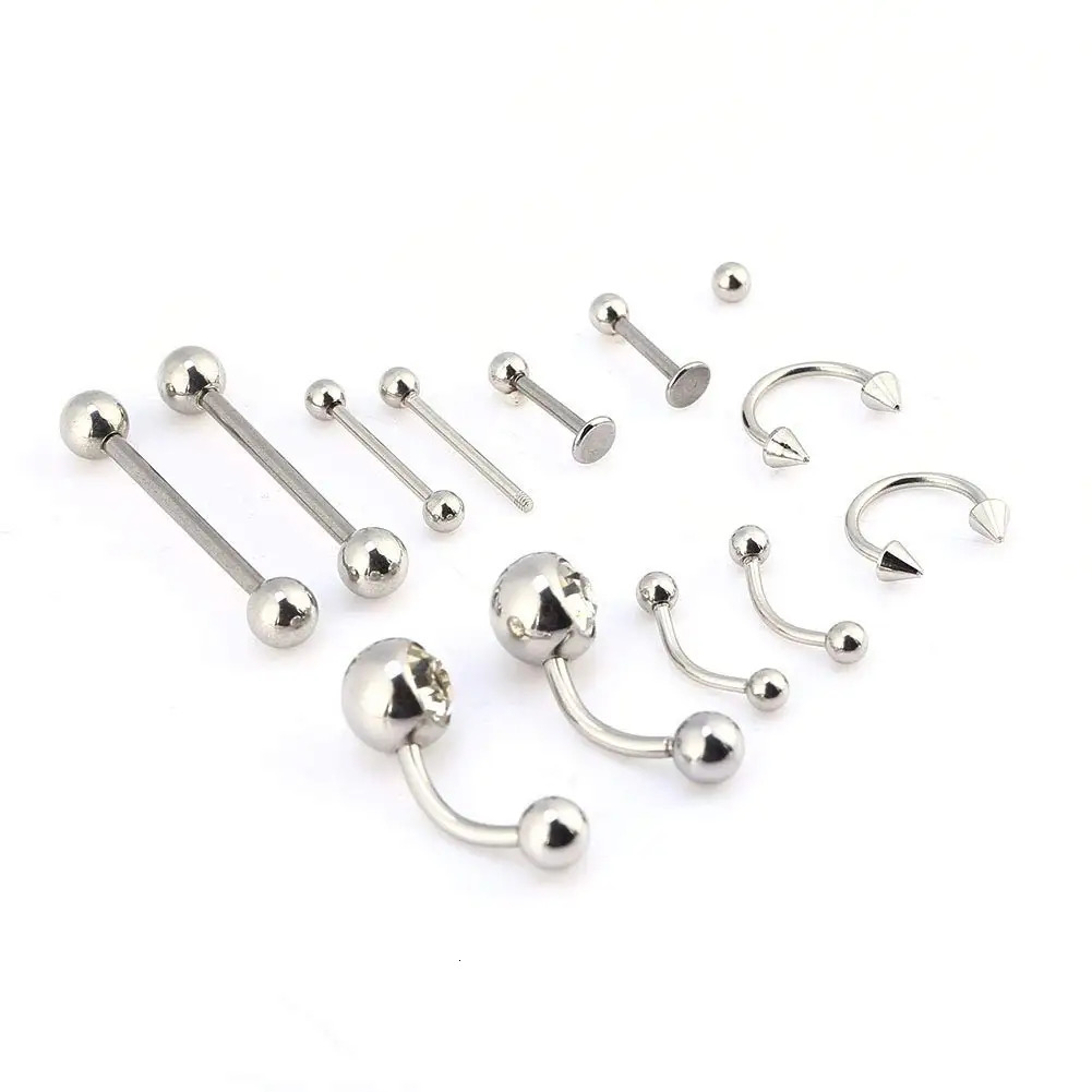 20PCS Set Body Piercing Jewelry Kit Nose Septum Ear Cartilage Lip Belly Navel Tragus Eyebrow Self Tool 250613