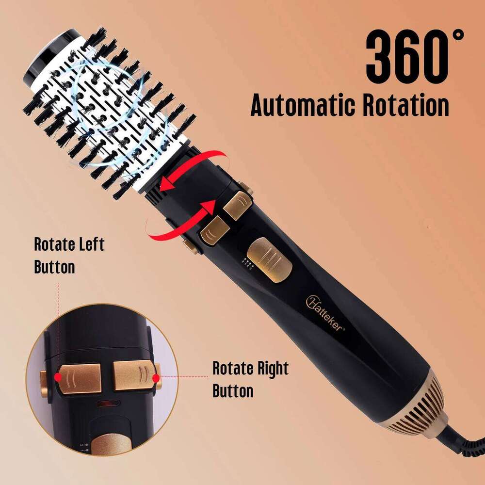 Hatteker EU 4-Head Hot Air Brush Hair Dryer Strong Wind Electric Straightener Curler Roller Comb Blower Styling Tool for Woman