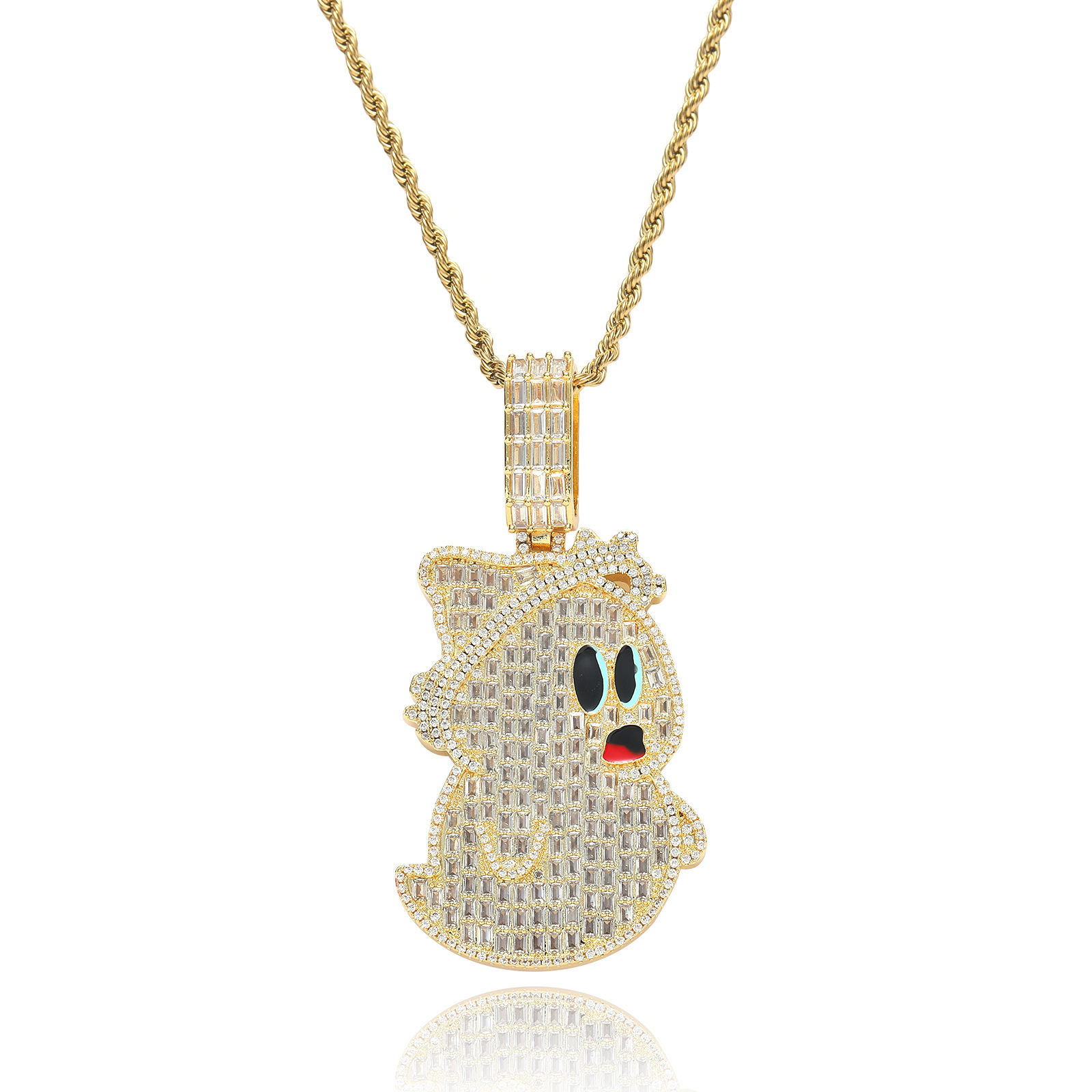 New Arrival Moissanite Jewelry Hip Hop Cartoon Ghost Pendant Iced Out Full Diamond Swag Hip Hop Chain Labubu Accessory Pass the diamond tester