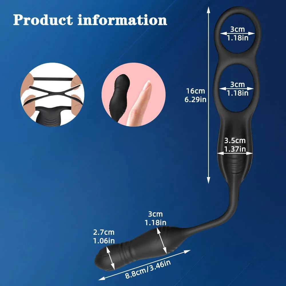Telescopic Anal Vibrator Male Prostate Massager With Delay Ejaculation Penis Ring Buttplug Anus Vibrator Dildo Sex Toys For Men W250624