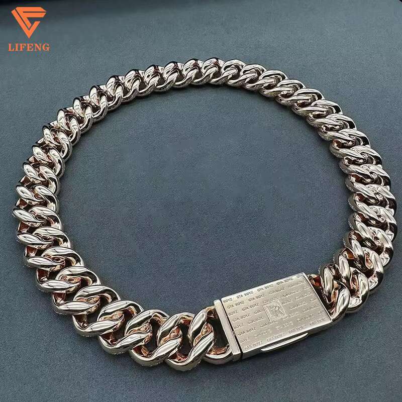 Fine Jewelry 20mm S925 Silver Custom 10k 14k 18k Gold Full Iced Out VVS Moissanite Diamond Necklace Cuban Link Chain