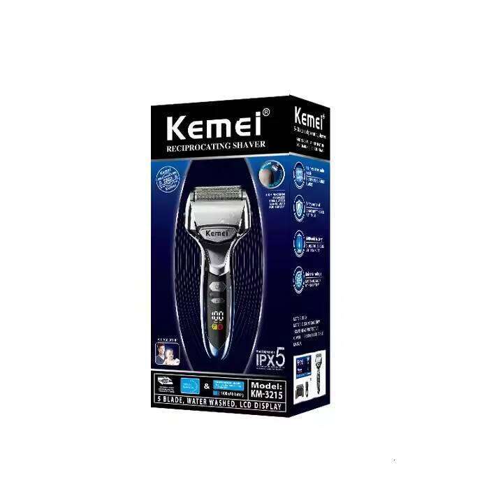 Kemei Km-3215 Waterproof Reciprocating Electric Shaver, 3D Floating Heads, USB Quick Charge Design, Men's Razor.