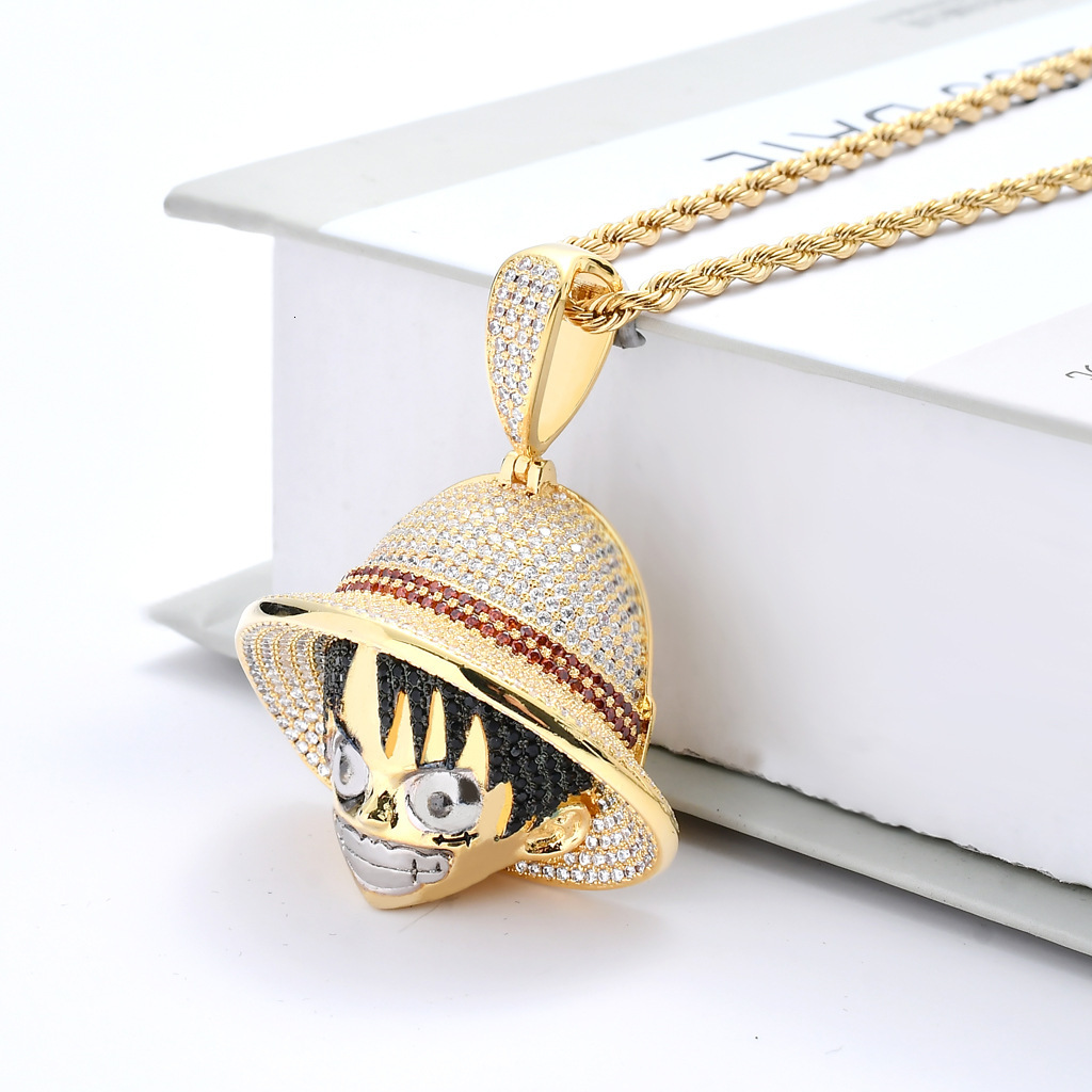 Luxury Moissanite Jewelry One Piece Luffy Pendant Hip Hop Iced Out Necklace Pass the diamond tester