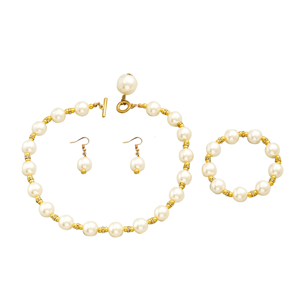 Pearl Mother-Of-Pearl Necklace Bracelet Set For Women, Light High-End Clavicle Chain Earrings