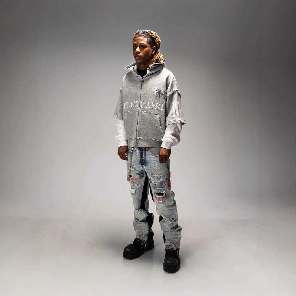 2025 American Street Style Letter Character Print Loose Casual Hoodie Sweatshirt