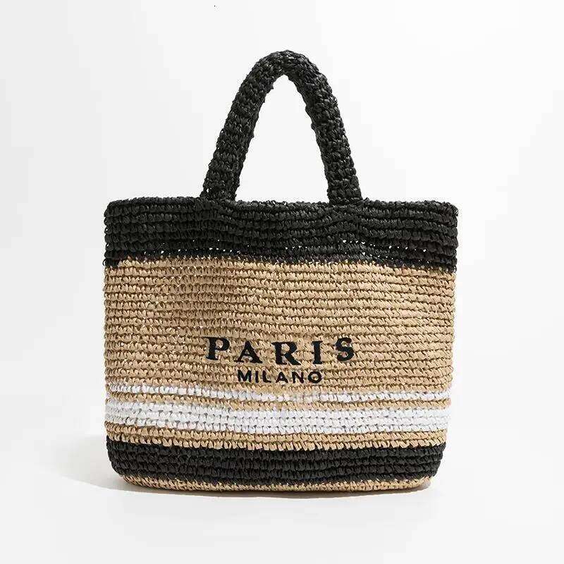 bags Fashion Large Capacity Straw Tote Designer Letters Women Handbags Handamde Woven Summer Beach Bag Casual Bali Big Purse 2024