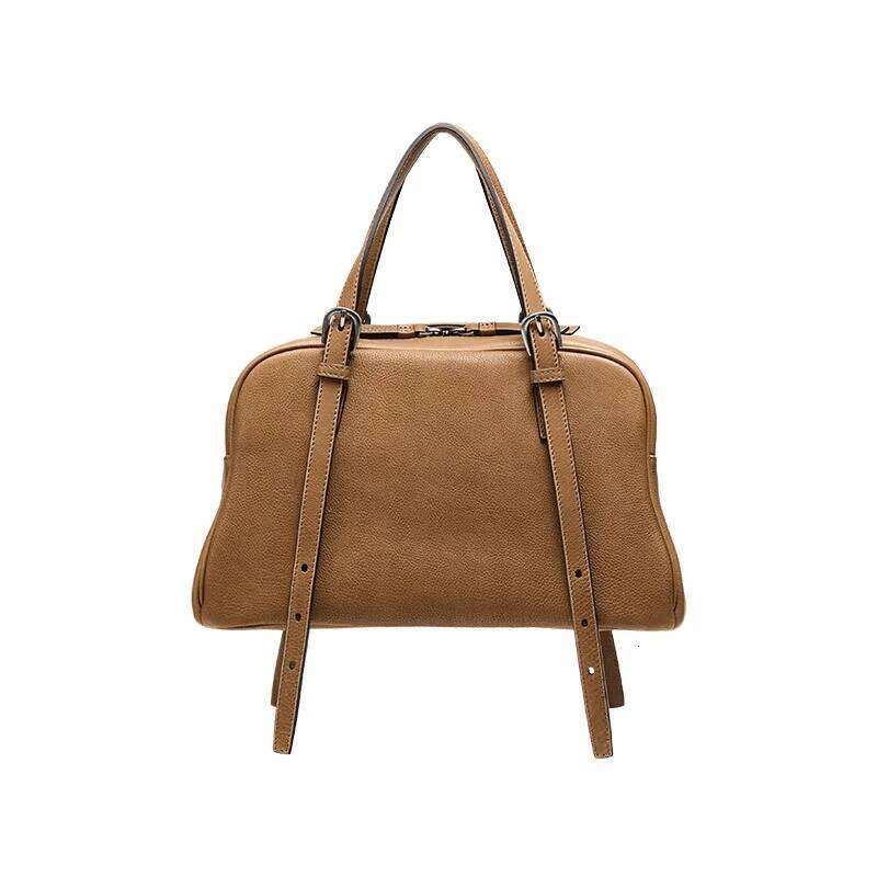2025 Genuine Leather Women Handbag Bowling Second Layer Cowhide Female Shoulder Versatile Daily Underarm Bag Crossbody