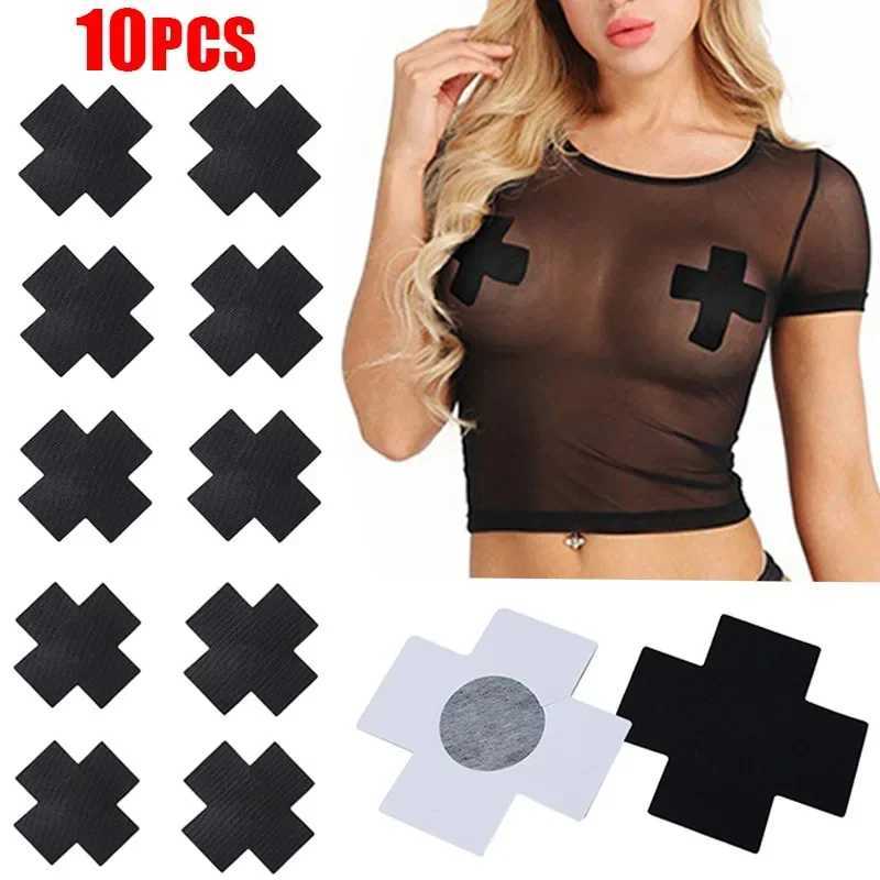 Sexy Black Cross Nipple Cover Women Invisible Disposable Breast Patch Chest Sticker Strapless Lingerie Bra Accessories Wholesale W250624
