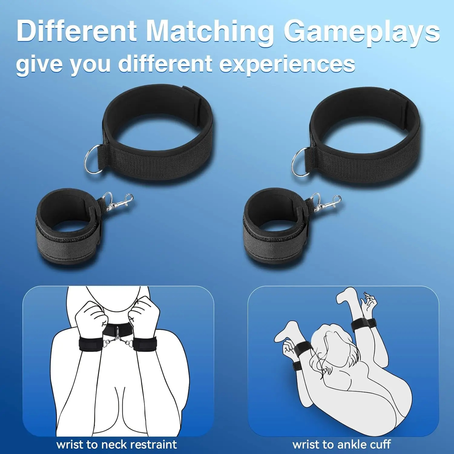 Adjustable Straps Wrist to Thigh Ankle Sex Cuffs BDSM Restraints Kit Whip Restraints Set Adult Sex Toys for Couple SM Game Play 250624