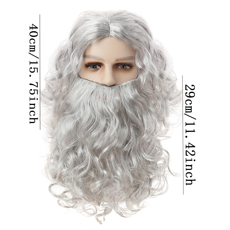 Jesus beard and wig set, wizard wavy and long straight Easter and Halloween cosplay photo props, LARP party comedy supplies, stage show accessories dr