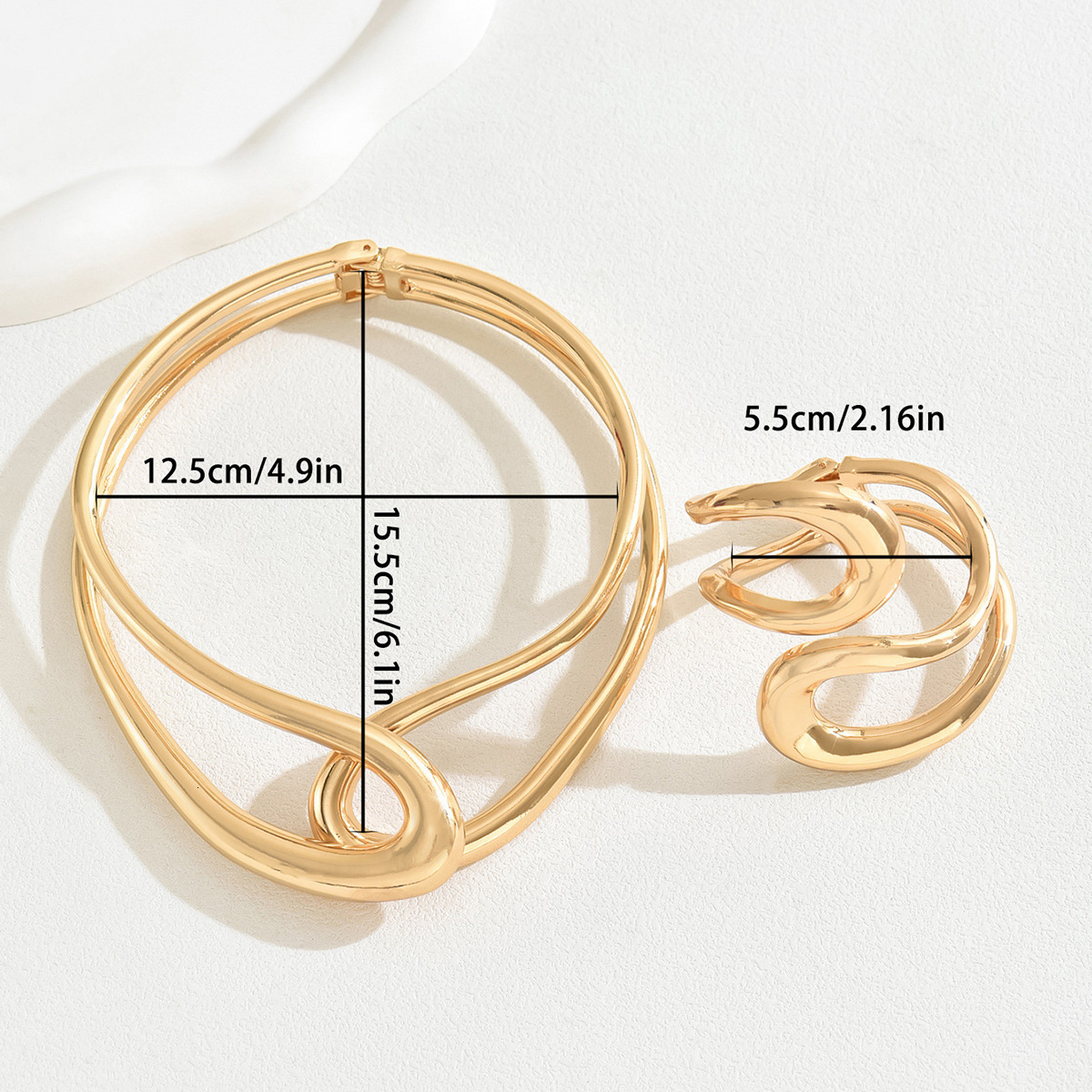 Light Style Women's Double Layer Circle Metal Necklace Electroplated Design Bracelet Jewelry