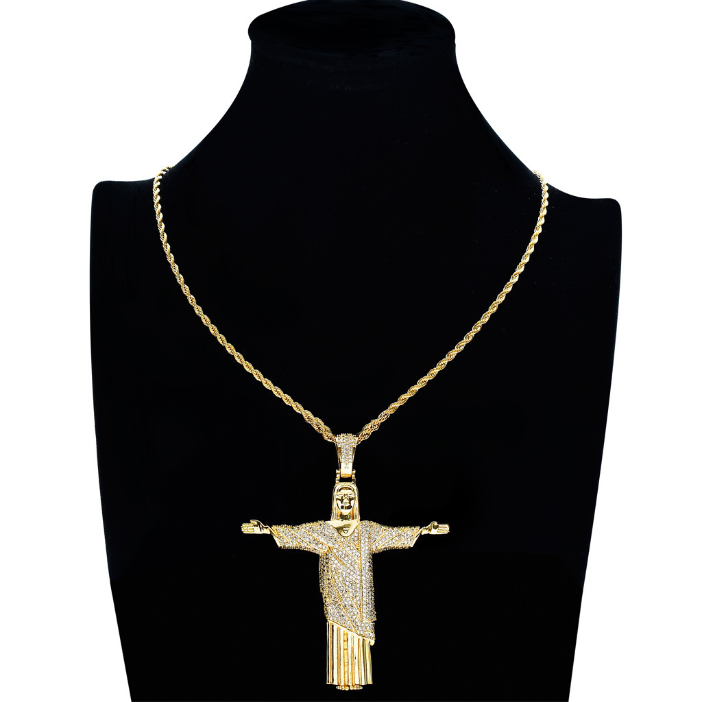 Luxury 18K Gold Moissanite Cross Pendant Diamond Studded Hip Hop Necklace silver fashion jewelry necklaces Pass the diamond tester