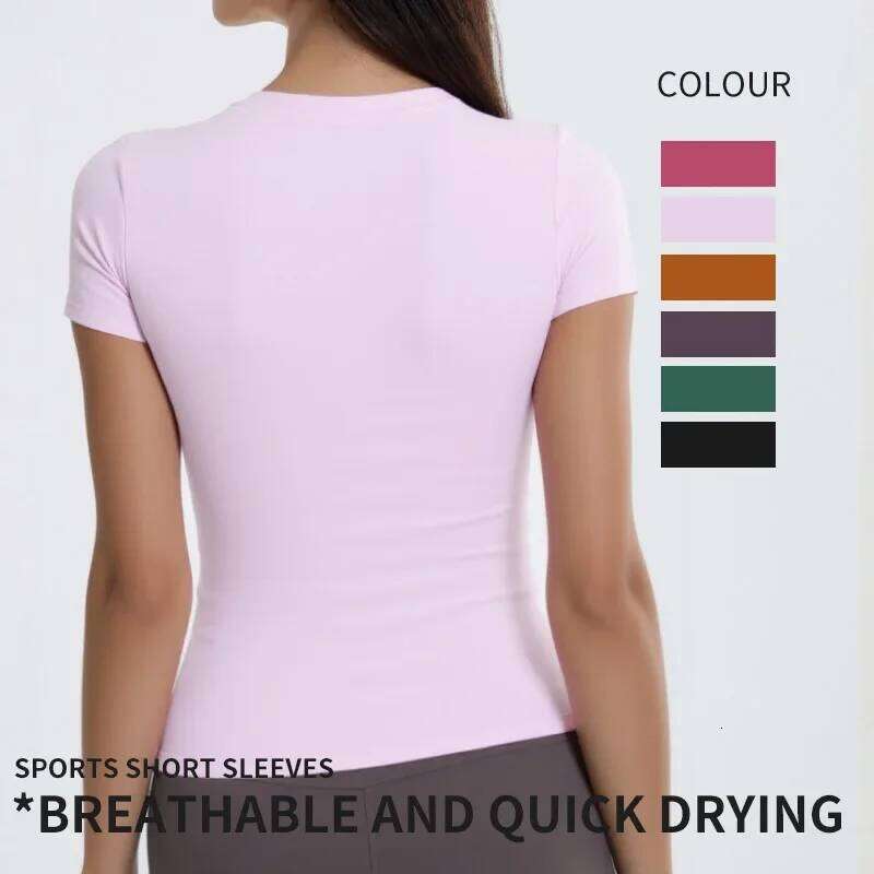 Fashion Lightweight Breathable T shirt Short Sleeve Sports Workout Fiess Soft Women Pilates Running Yoga Sport Top