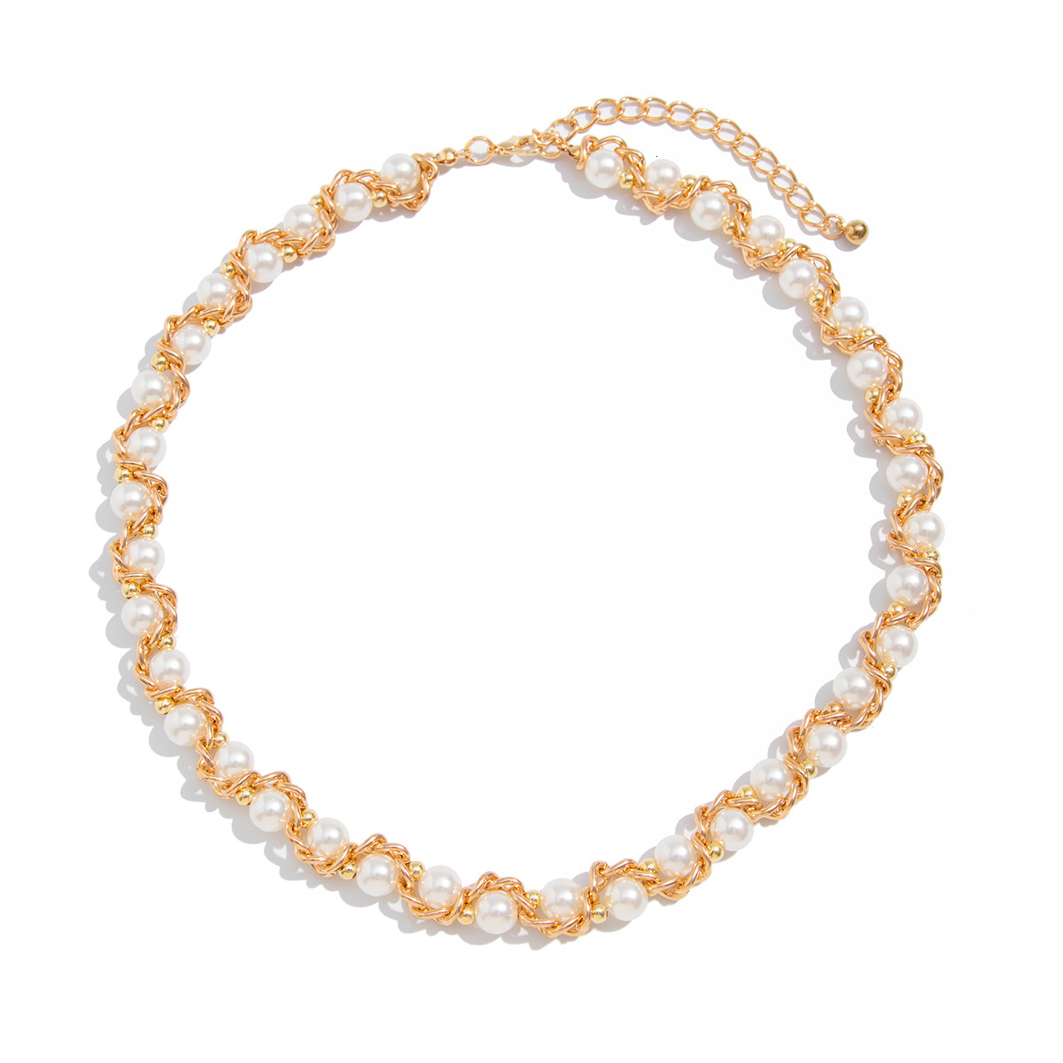 Simple Chain Wrapped Faux Pearl Necklace Elegant Business Beaded Jewelry for Women