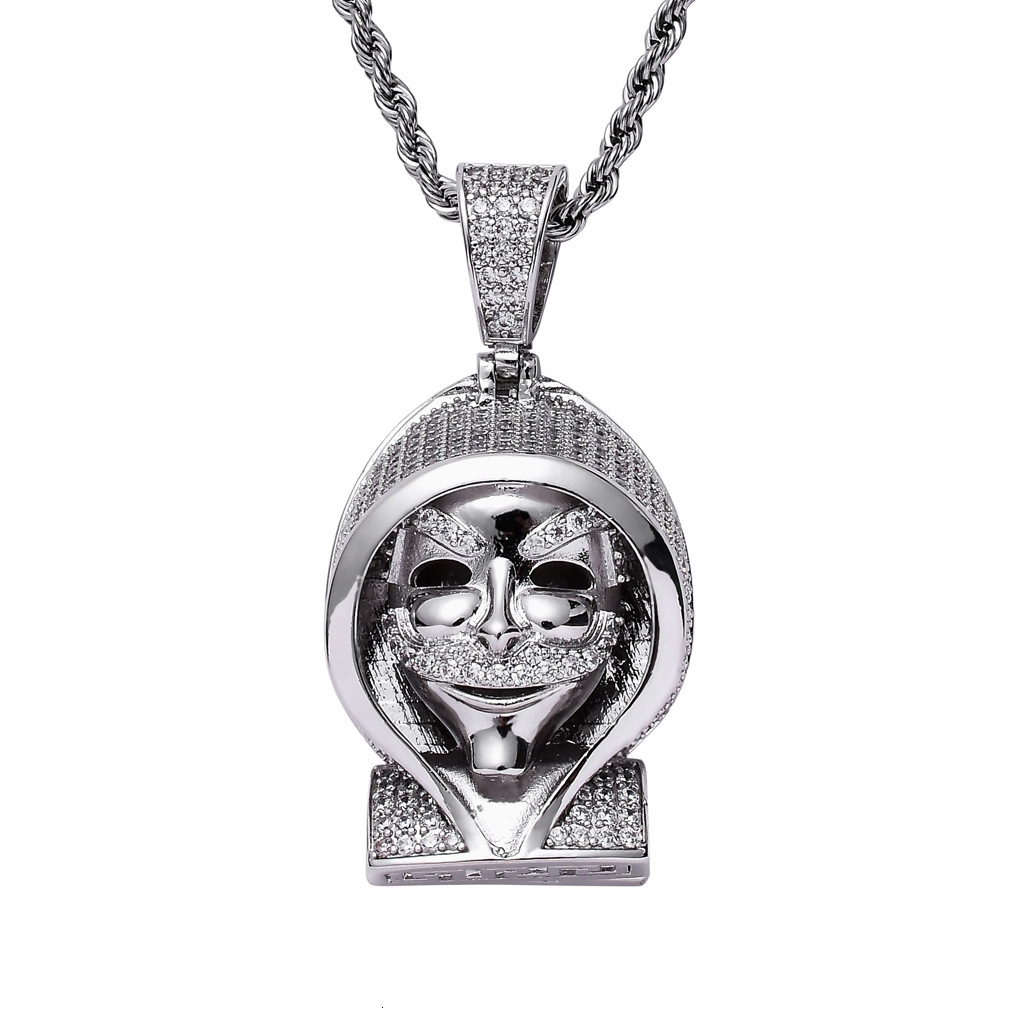 Luxury Moissanite Jewelry Punk Grim Reaper Pendant Trendy Brand Hip Hop Necklace Iced Out Cloak Skull Pendant Pass the diamond tester