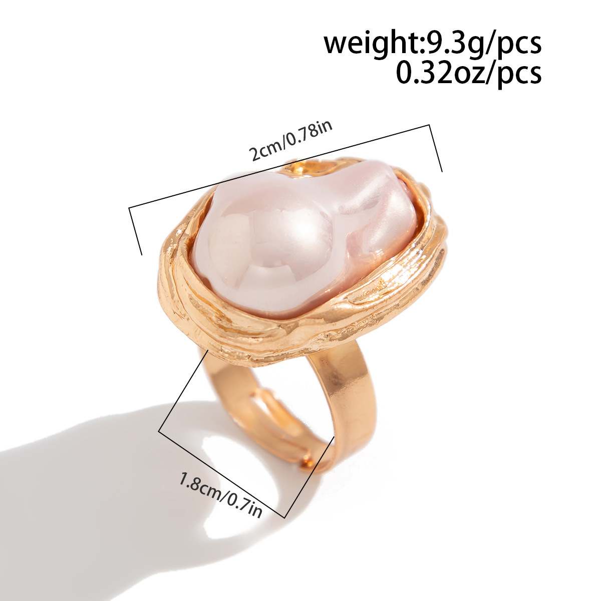 Irregular Baroque Imitation Pearl Open Elegant Ins Style Geometric Ring Jewelry