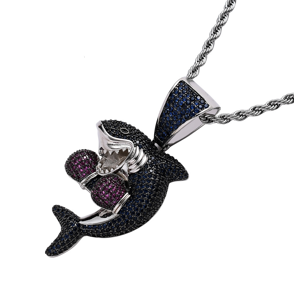 Luxury Moissanite Jewelry Full Diamond Boxing Shark Pendant Luxury Hip Hop Pendant Necklace Pass the diamond tester