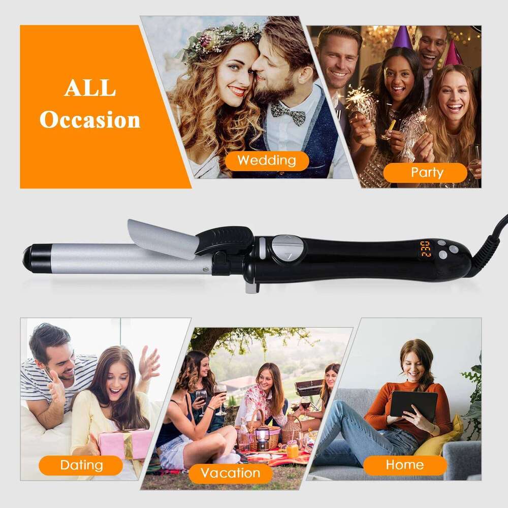 Porcelain Rotating Electric Curling Iron Automatic Hair Curler Big Wave Curls Hairdresser