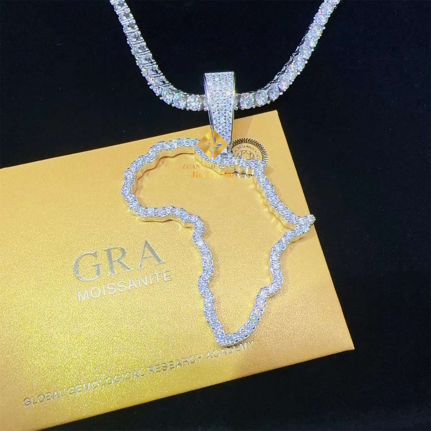 GRA Certificates Pass Diamond Tester Iced Out Fire Jewelry 925 Sterling Silver VVS1 Moissanite Africa Map Pendant