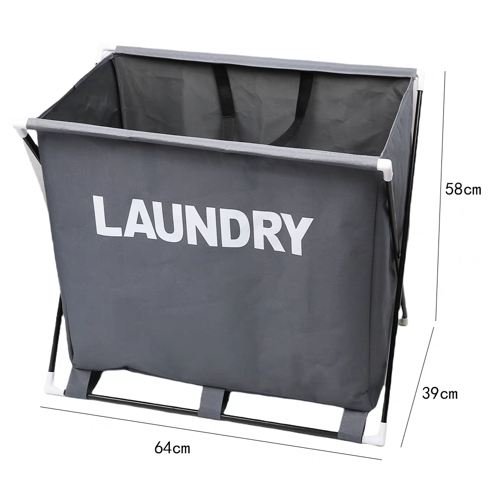 Large capacity three grid aluminum frame laundry basket foldable storage bag factory direct sales