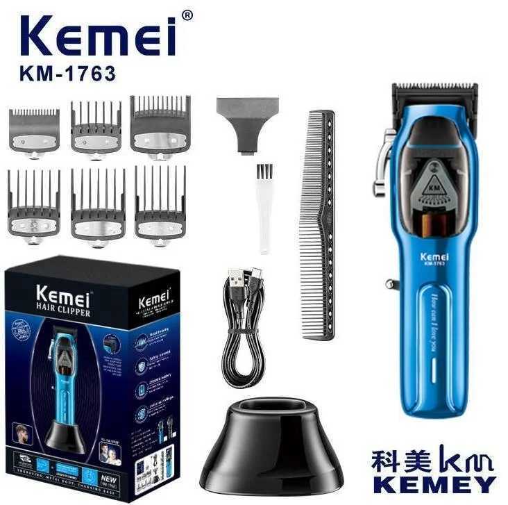 Kemei KM-1763 9000RPM Hair Clipper Powerful Hair Trimmers Electric Barber Hair Cutting Machine Adjustable Metal Clippers for MenXJ250624