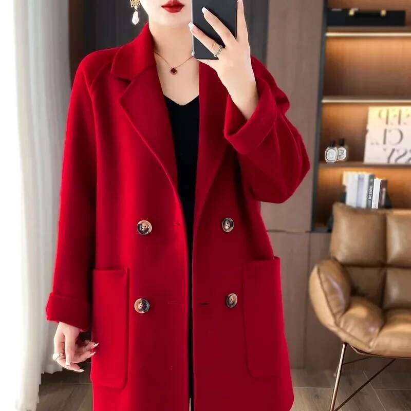 Fashion Double-sided Coat Women's Woolen Overcoat Autumn Winter Thicken Double-breasted Wool Jacket Female Streetwear Coats