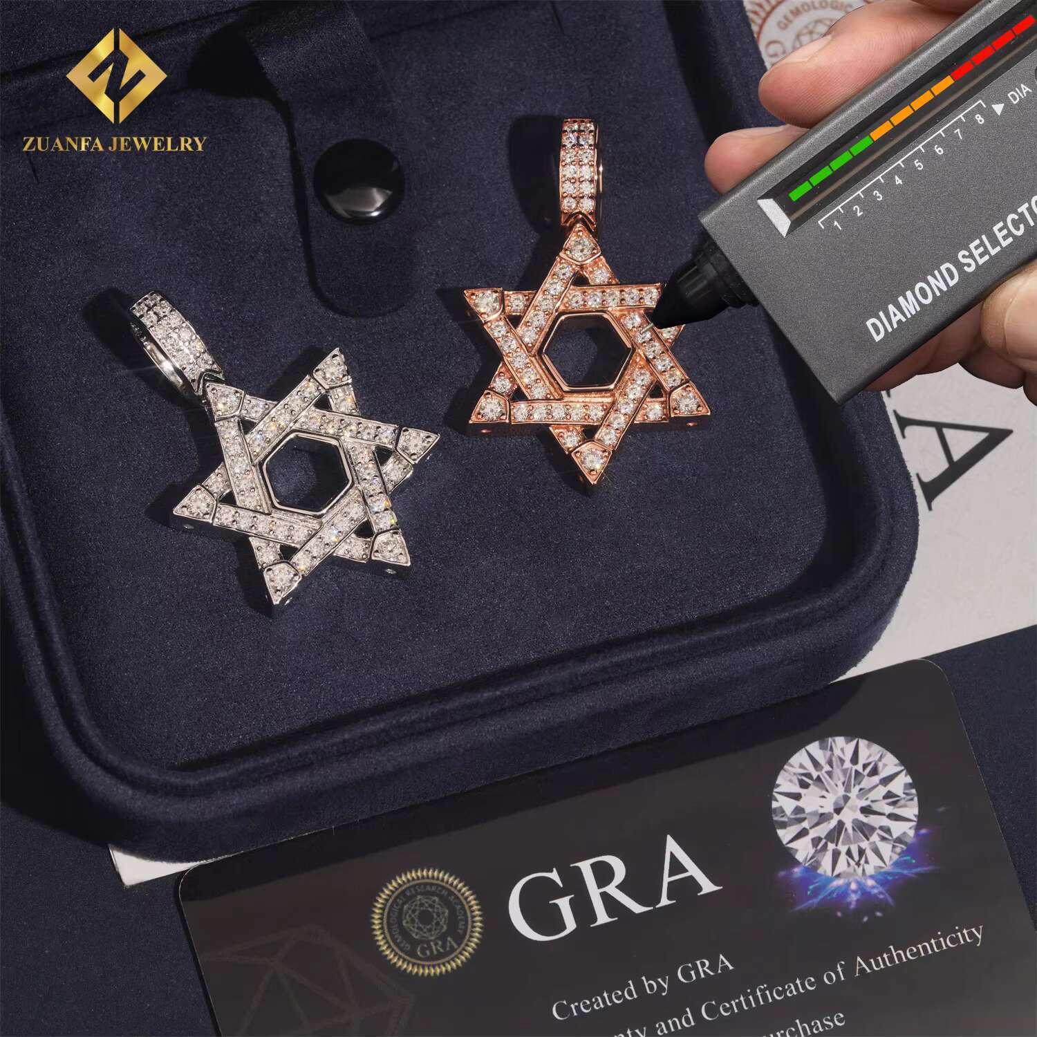 Factory Direct Fine Jewelry Hip Hop VVS Diamond Necklace Solid 925 Sterling Silver Moissanite Iced Out Star Pendant