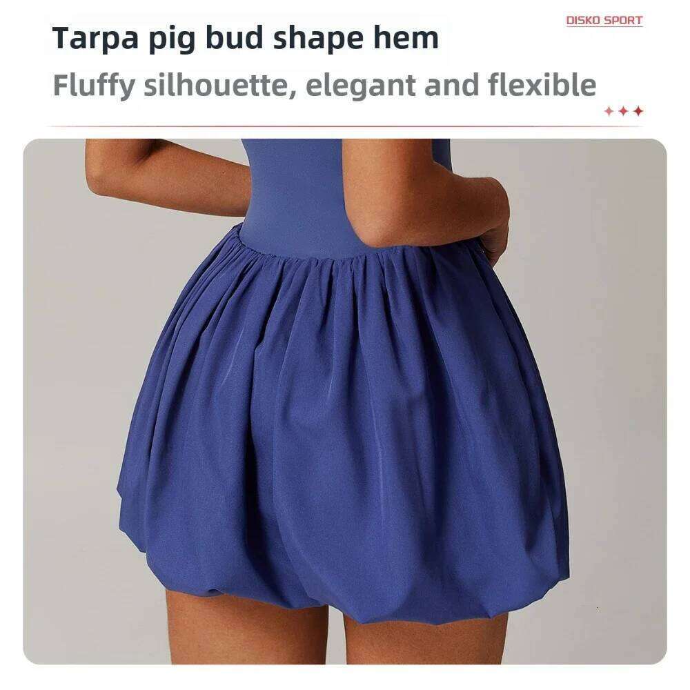 Custom women's nude fake two-piece sports dress anti-light inner pocket running fiess tennis skirt