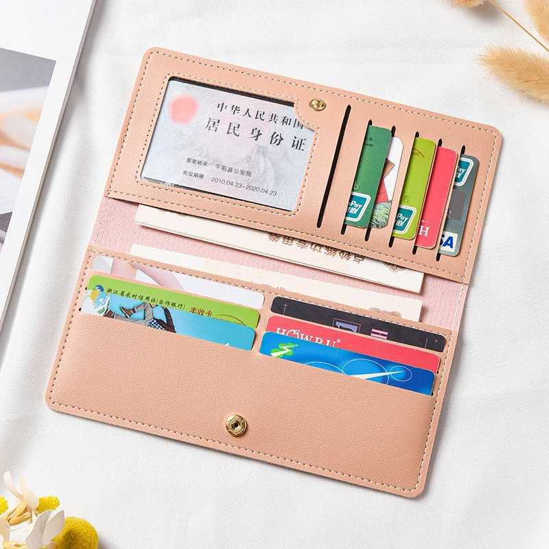 Minimalist Ultra-Thin Womens LG Wallets for Checkbook Holder PU Leather Hasp Bifold Female Slim Coin PurseXJ250624
