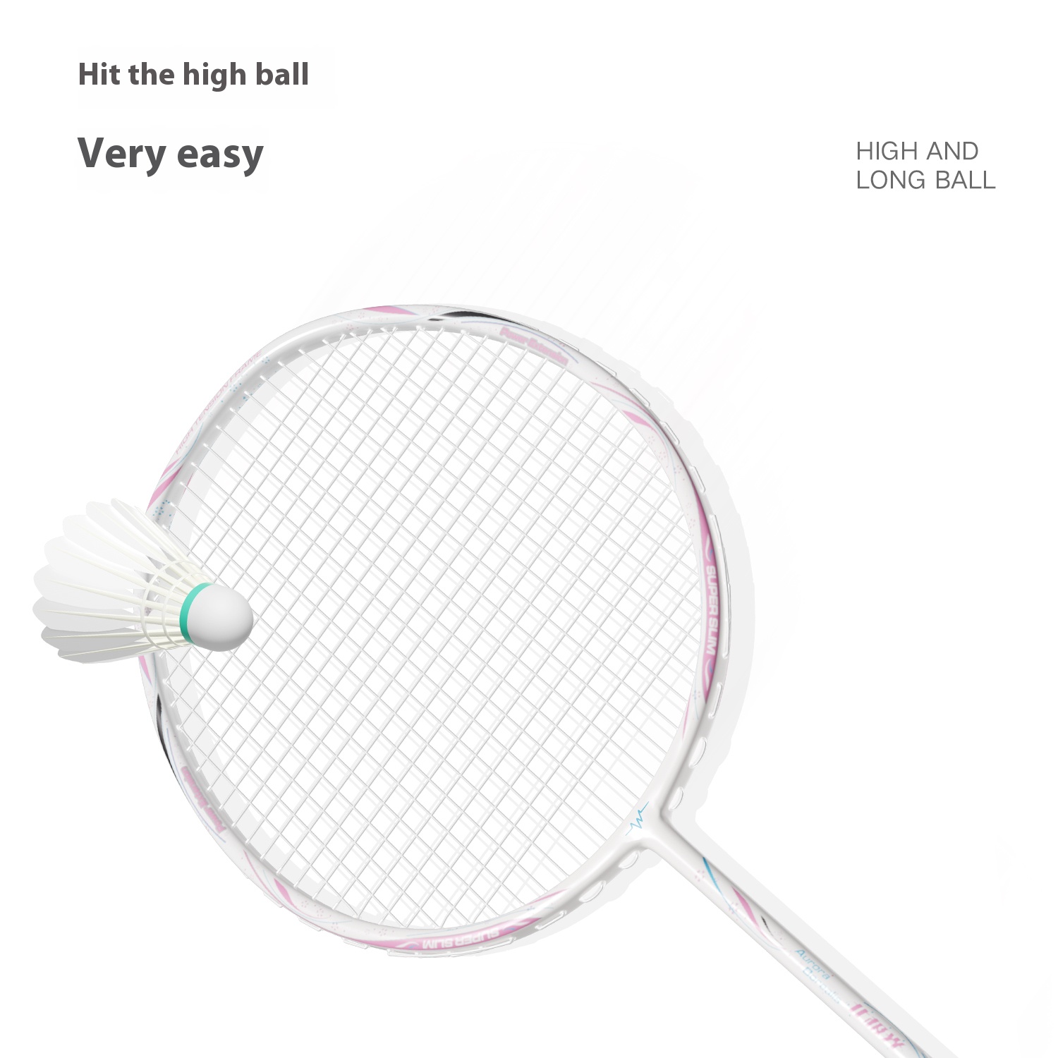 Aurora Borealis Badminton Racket | Beginner-Friendly | 26LBS Tension | 4U Ultralight Full Carbon Fiber | Shock-Absorbing Design blue