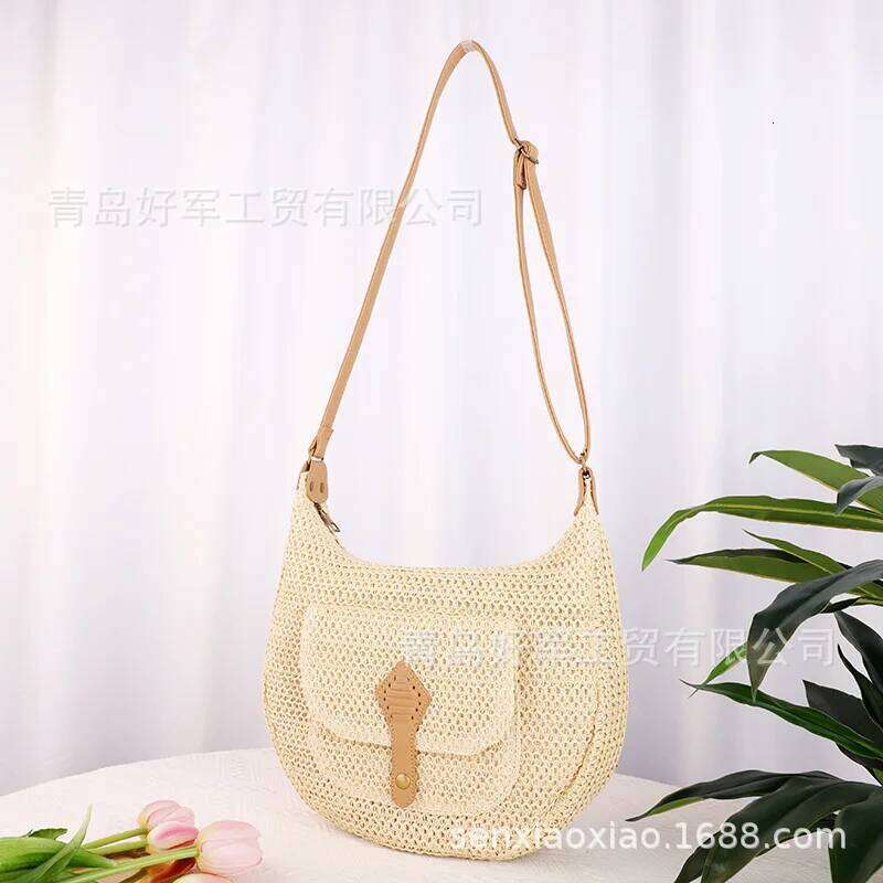 Simple And Fashionable Straw Bag, Single Shoulder Paper Rope, Forest Woven Beach Ladies' Crossbody Casual Bag