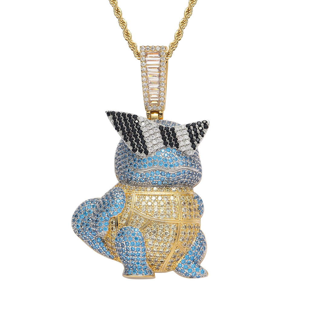 Hip Hop Cartoon Squirtle Pendant Iced Out Diamond Cool Men's Rave Moissanite Jewelry Pass the diamond tester