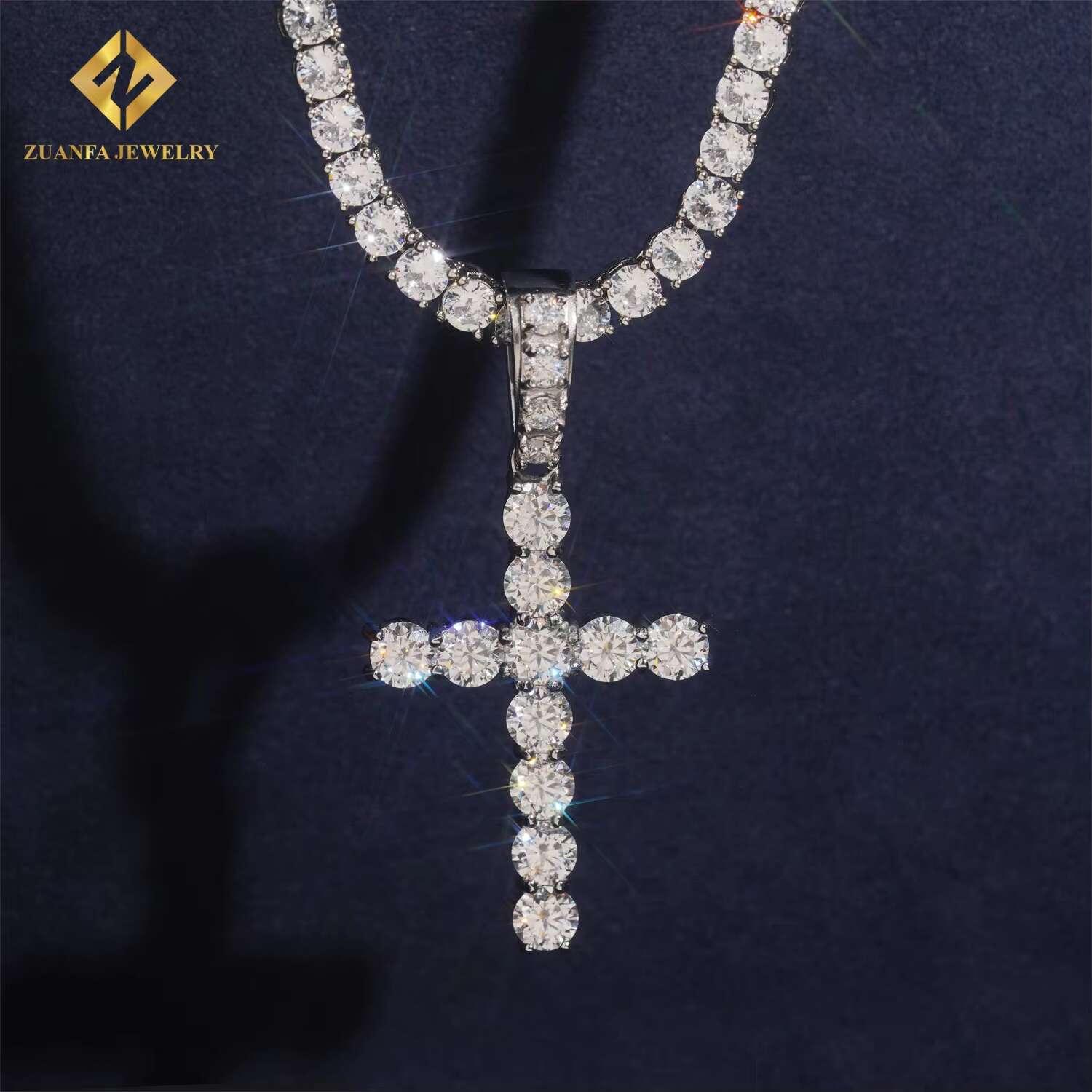 Pass Diamond Tester Custom Iced Out Hip Hop Moissanite Jewelry Pendant VVS D Moissanite Stainless Steel Cross Pendant