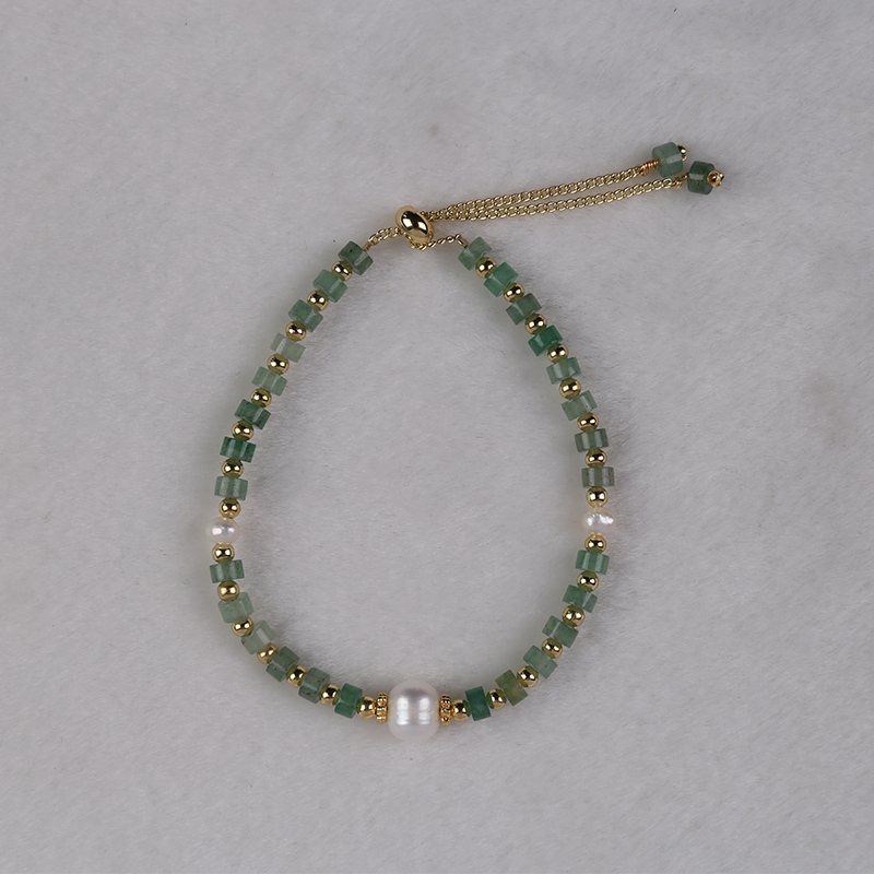 Handcrafted Natural Freshwater Pearl & Jade Beaded Bracelet