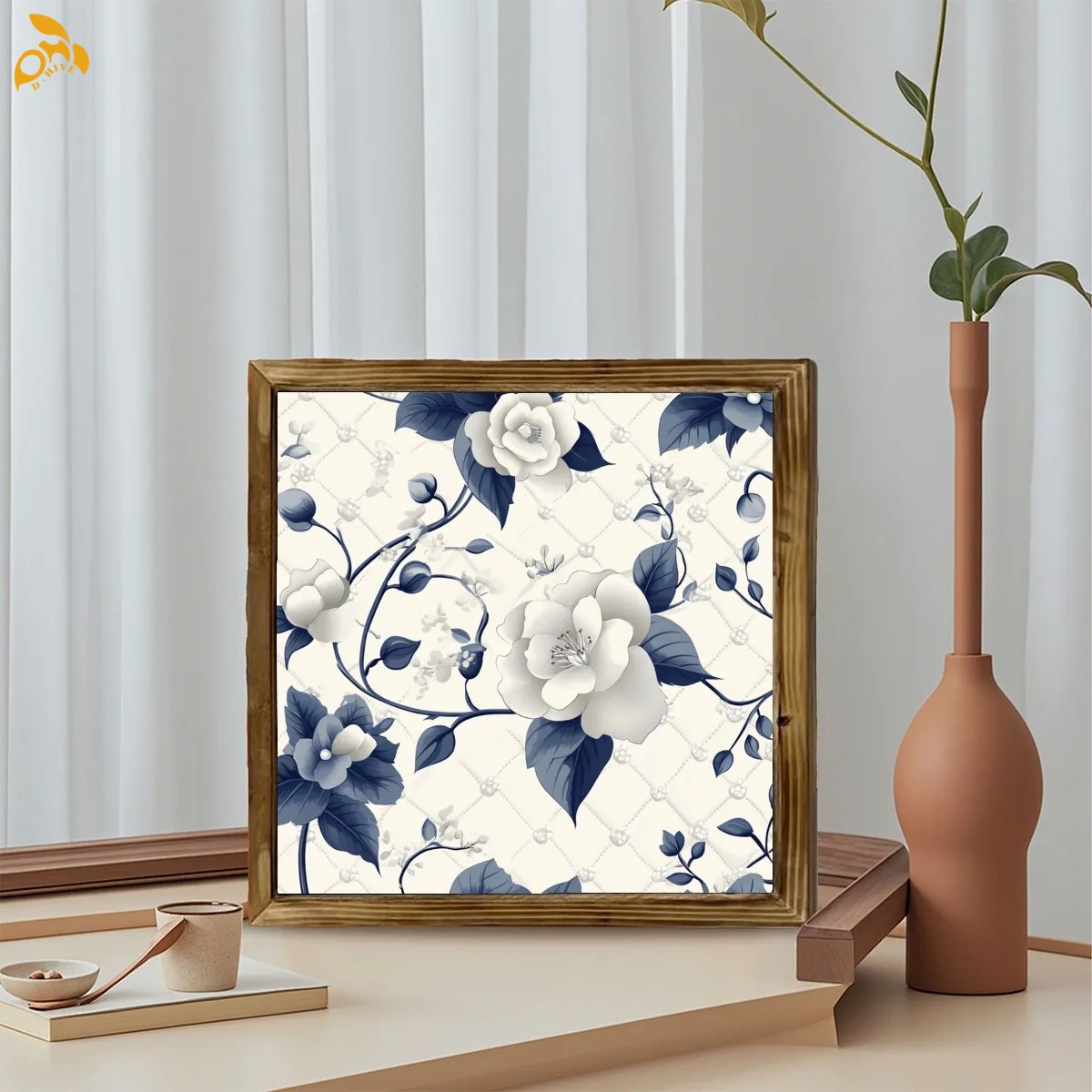 free shipping of customized fashionable American framed woodblock painting with exquisite patterns from US