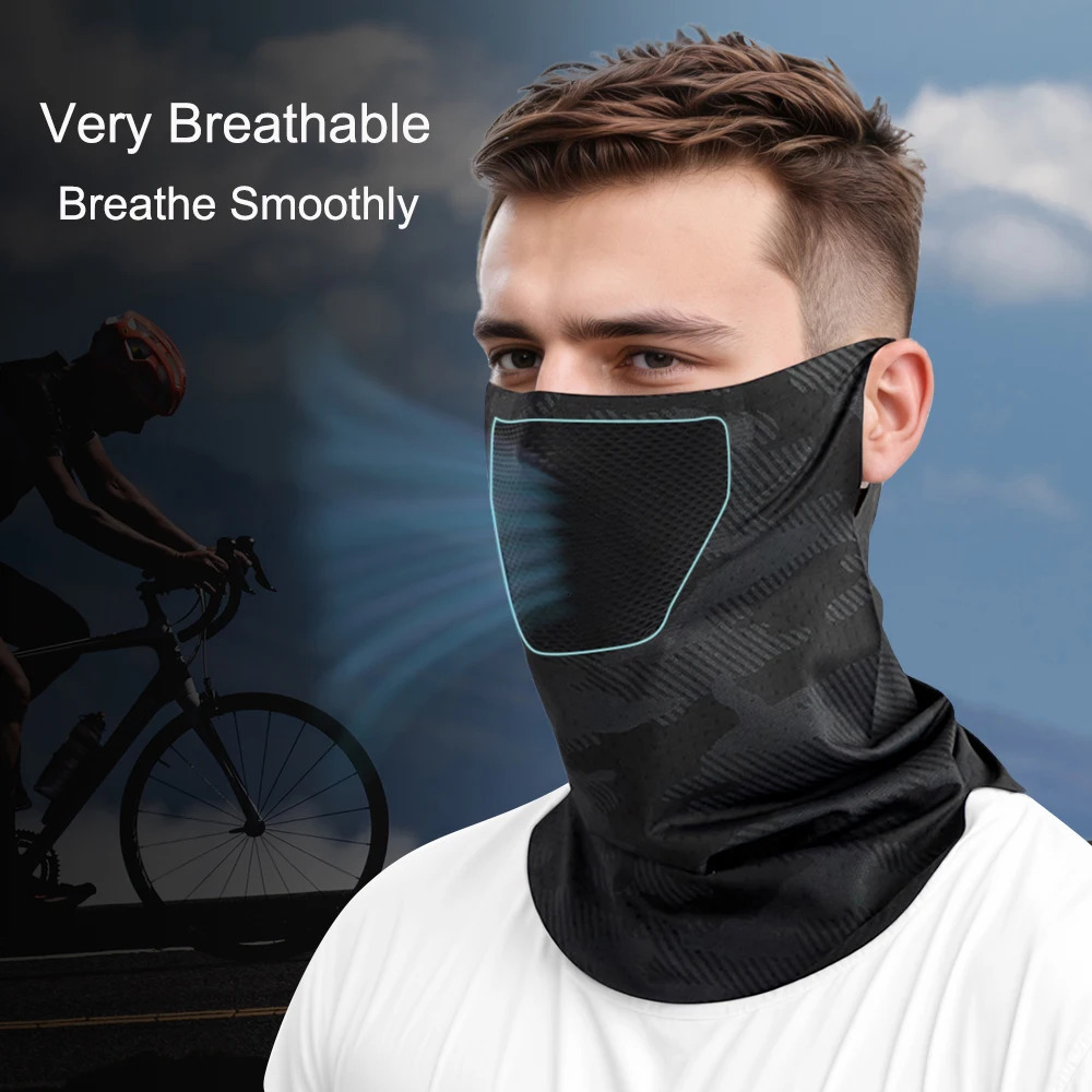 Mens Summer Ice Silk Cool Feeling Cycling Face Mask Outdoor Sports Hiking Fishing Sun Protection Camouflage Half Face Mask 250624