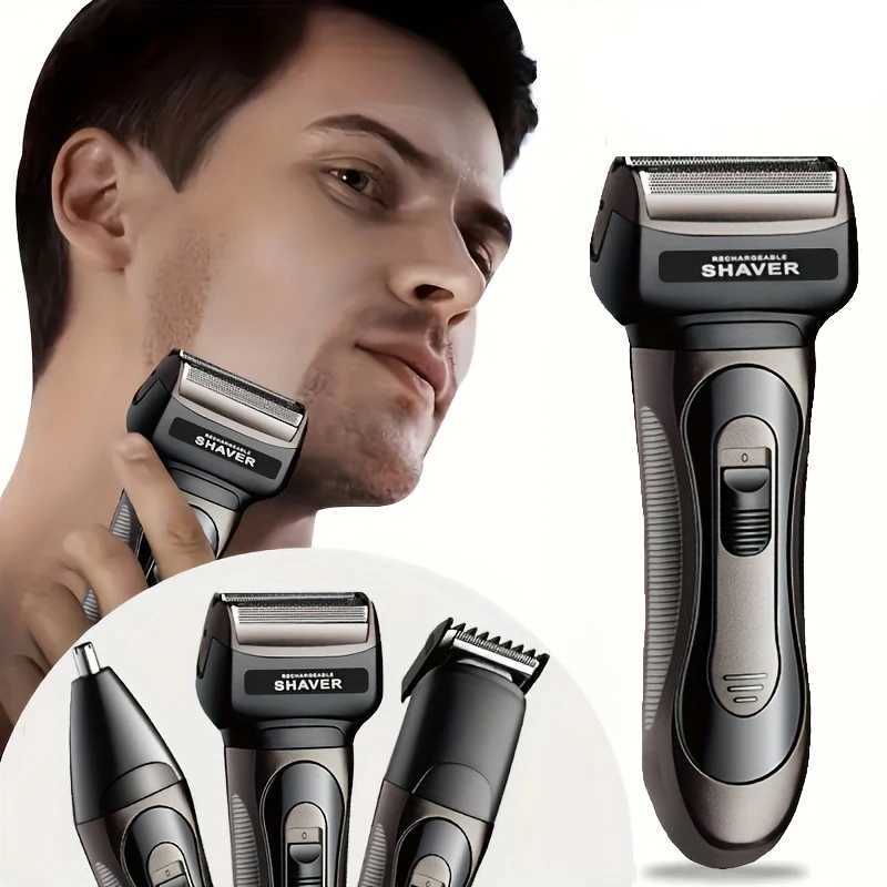 Professional Multi-Function Electric Razor for Men USB Rechargeable Dual Blade Stainless Steel Nose Hair Trimmer Precision Head XJ250624