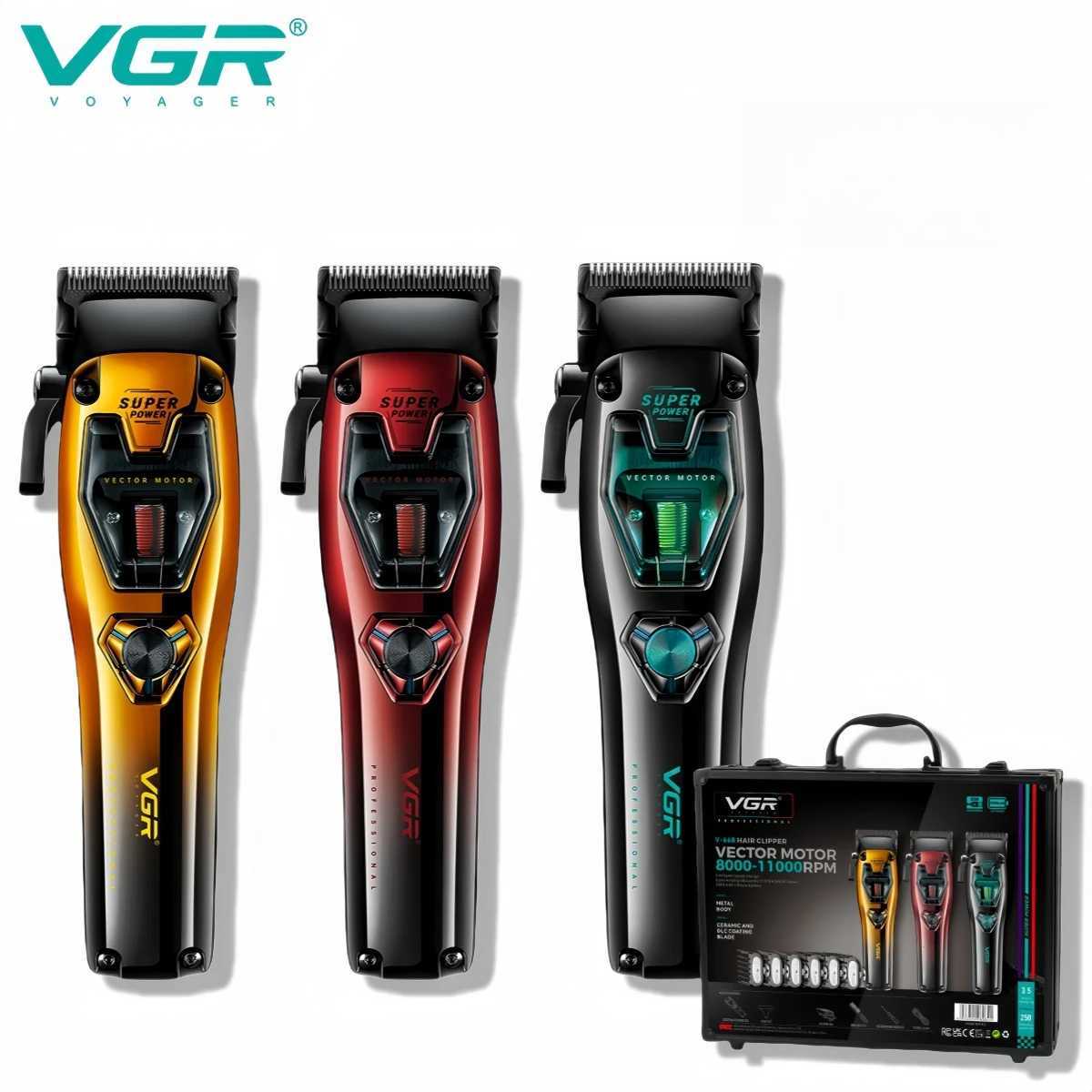 VGR Hair Clipper Professional Hair Cutting Machine Barber Vector Motor Cordless Trimmer 11000 RPM Metal Clipper for Men V-668XJ250624