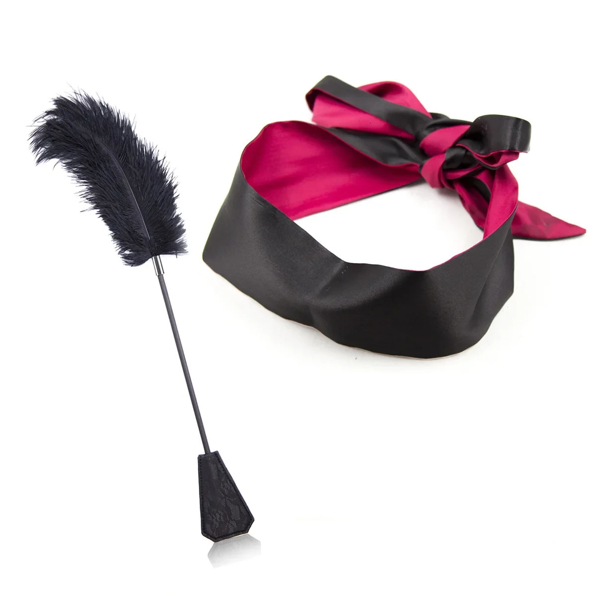 SM Adult Products Fun Blindfold Eye Mask Feather Racket Flirtatious Ostrich Feathers 2-piece Set Men Sex Toy 250624