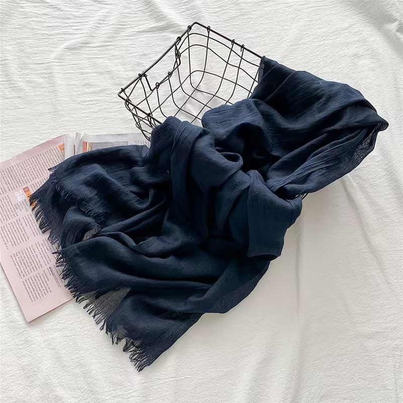 T1052 cotton and linen scarf female 2025 spring new Korean version sweet sunscreen beach towel solid color large shawl